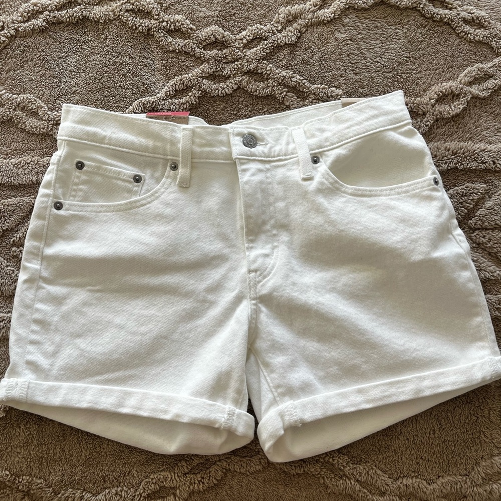 Levi's White Rolled-Hem Denim Shorts